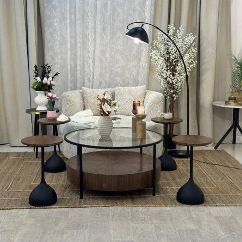 طاولة قشرة جوز مع 4 خدمة