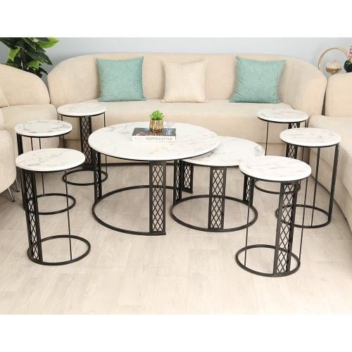 طقم طاولات ضيافة لون اسودديكور ليزر