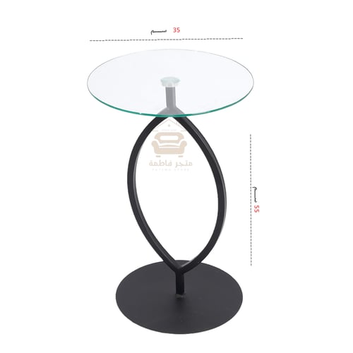 طاولة خدمة دائري معدن وزجاج