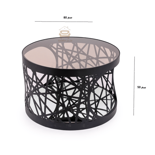 طاولة تقديم لون اسود زجاج لون بني شفاف