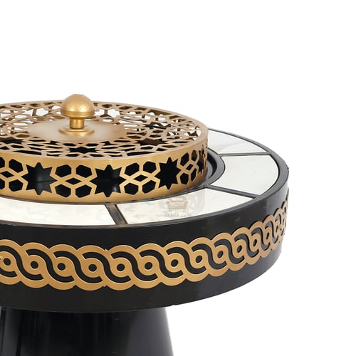 منقل دائري قاعدة حديد لون اسود وديكور قص ليزر لون...