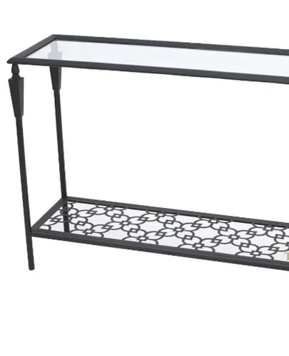 طاولة مدخل معدن دورين سطح زجاج شفاف