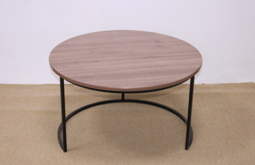 طقم طاولتين قاعدمة معدن لون اسود سطح خشبي