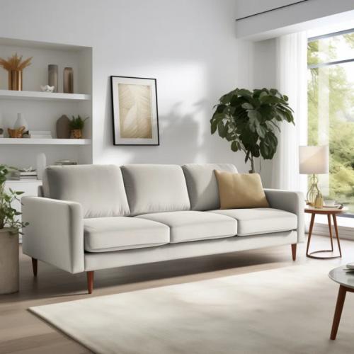 كنبة من المخمل – 220 سم – رمادي