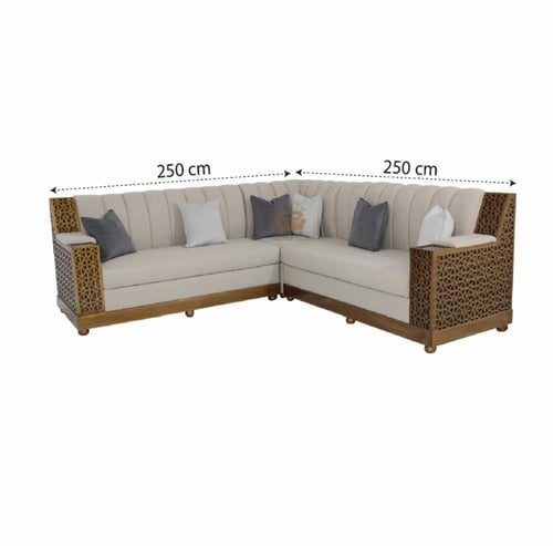 كنب زاوية 250×250×80×95 سم لون ذهبي وبيج