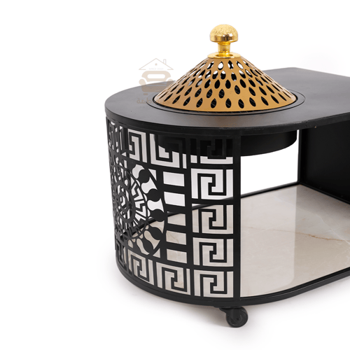 منقل ليزر طابقين سبراميك وحديد لون أسود