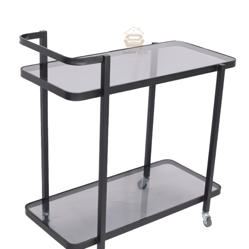 عربية تقديم دورين سطح زجاج اسود شفاف القواعد حديد...