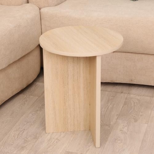 طاولة خدمة دائرية بديل رخام لون بيج