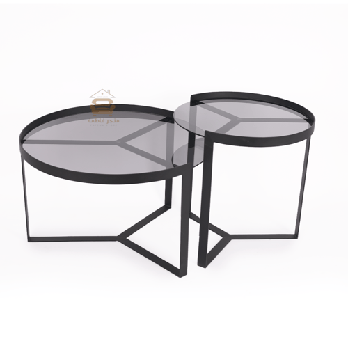 طقم طاولتين زجاج اسود كلاسيكي