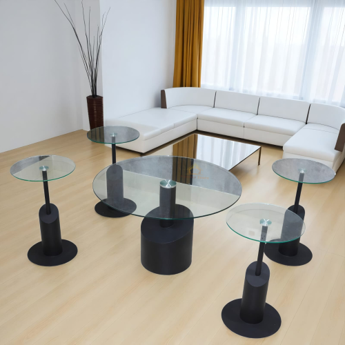 طقم طاولة سطح زجاج شفاف