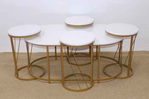 طقم طاولات بيضاوي 5 قطع