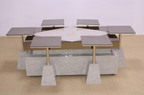 طقم طاولة بديل رخام وسطح زجاج مراية