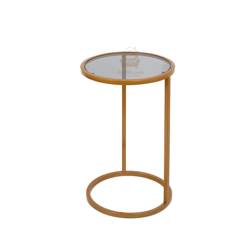 طاولة خدمة دائري لون ذهبي قاعدة حديد سطح زجاج لون...