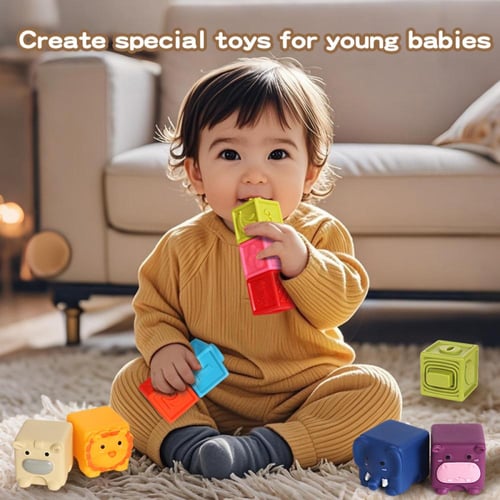 مكعبات بناء مطاطية – 12 قطعة