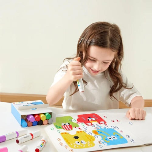 أقلام تلوين قابلة للغسل برأسين - عدد 6