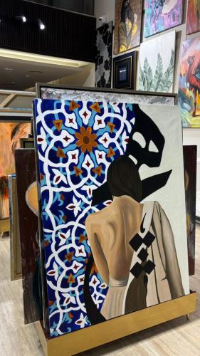 لوحة قماشية فخمة بتصميم فن تشكيلي رسم يدوي