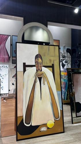 لوحة قماشية فخمة بتصميم فن تشكيلي رسم يدوي