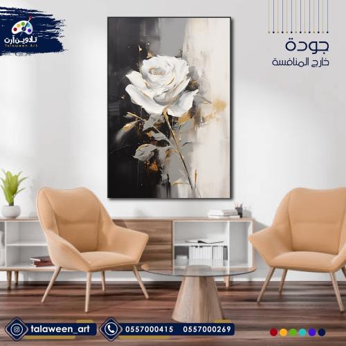 لوحة قماشية فخمة بتصميم ورد