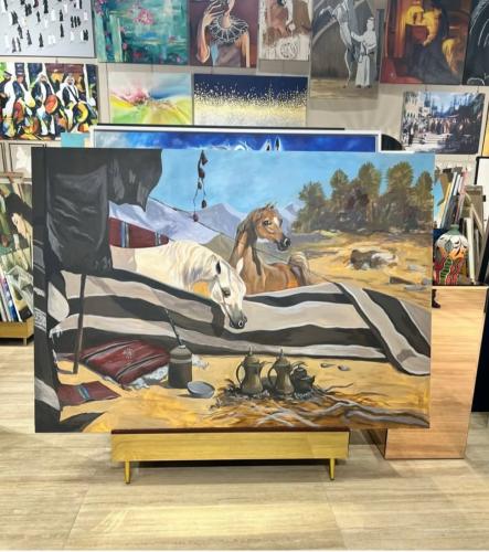 لوحه رسم خيل بتصميم تشكيلي رائع ومميز