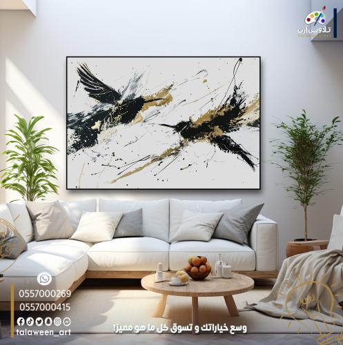 لوحة قماشية فخمة بتصميم فن تجريدي