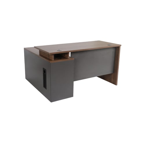 مكتب حرف L مقاس 140سم لون بني فاتح + رمادي