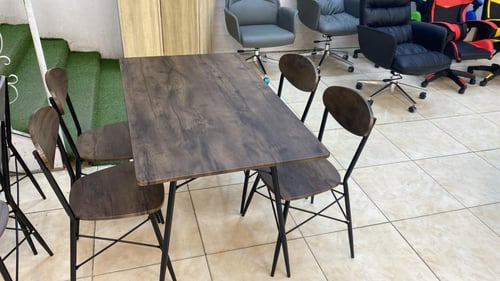 طاولة طعام خشب 4 كرسي لون بني غامق