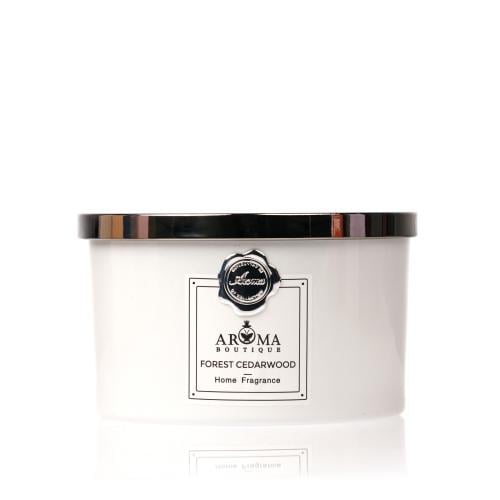 شمعة معطرة بخشب الارز بكأس أبيض