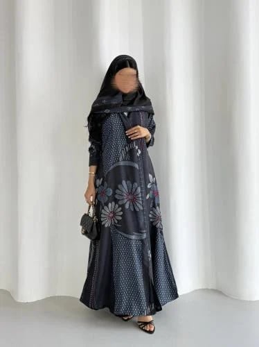 عباية شيفون طباعة خاصة