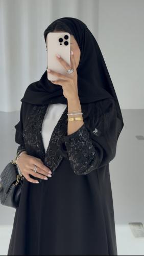 عباية كريب مع شك فرنسي على الصدر والاكمام