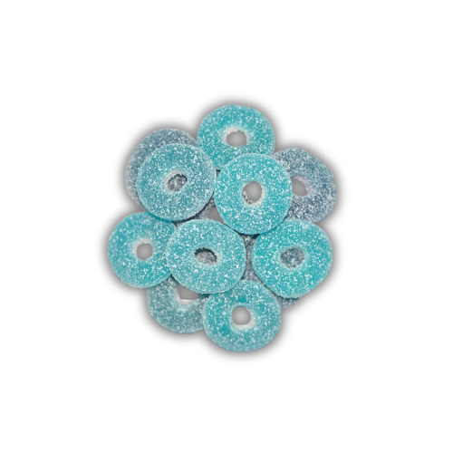 حلقات جلي التوت والفراولة الحامضة بذرات السكر