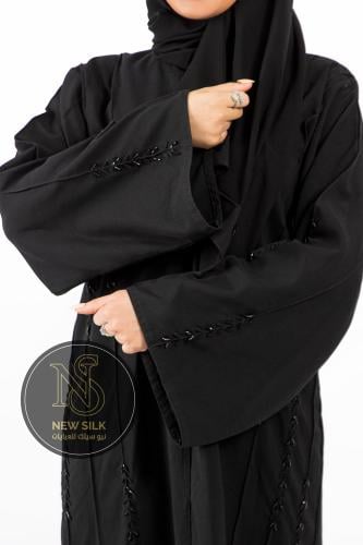 N16 | Quarter wide abaya crepe with hand embroidery in black