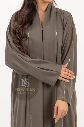N49 | Olive Japanese shoulder abaya with gold iron stickers