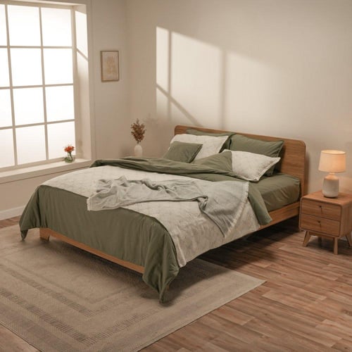 بطانية الاحلام السعيدة - قطن محبوك - أخضر وأبيض