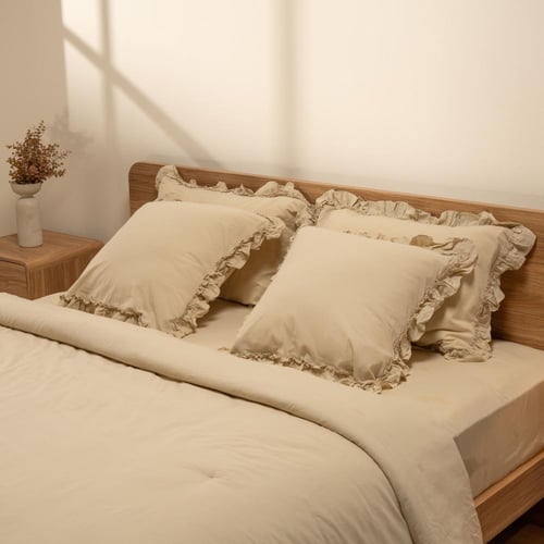 رومانتك - طقم مفرش 6 قطع - بيج