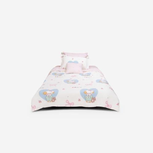 طقم مفرش أطفال بنقشة القلوب – مقاس مفرد – 5 قطع