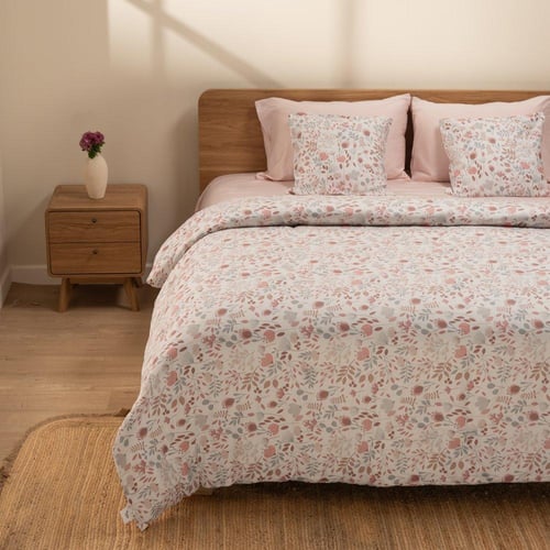 طقم سرير الاحلام السعيدة - قطن ساتين - ورود لطيفة