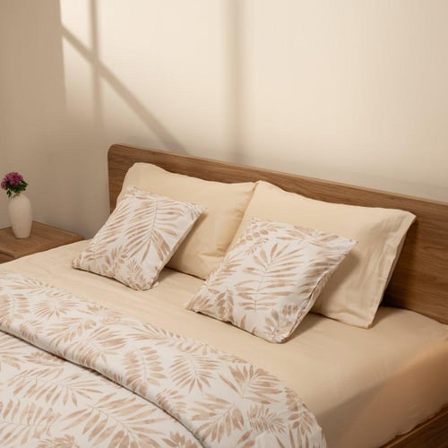 طقم سرير الاحلام السعيدة - قطن ساتين - أوراق الشجر