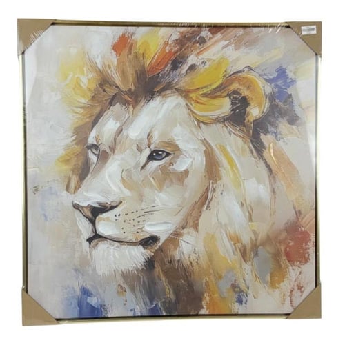 لوحة فنية أسد بتصميم تجريدي