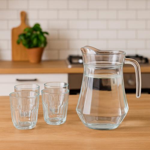 طقم إبريق وكاسات زجاج