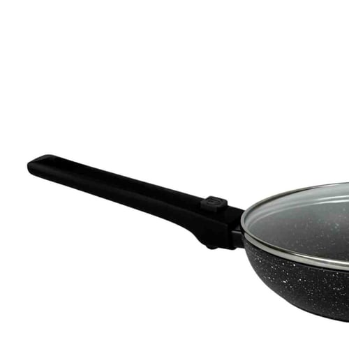 مقلاة جرانيت بغطاء زجاجي – مقبض قابل للفك