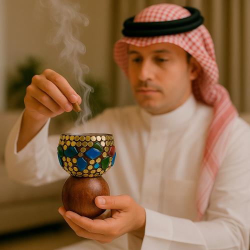 مبخرة تراثية مزخرفة بالأحجار الملونة