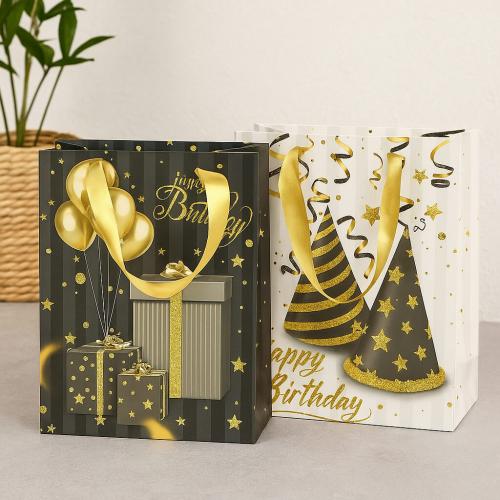 أكياس هدايا عيد ميلاد بتصميم قبعات وهدايا باللونين...