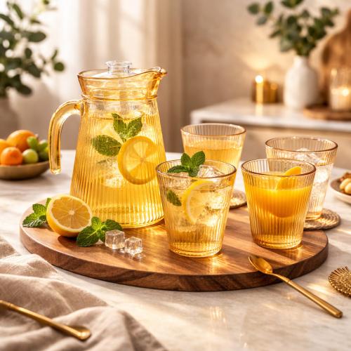 طقم تقديم ماء انيق 5 قطع بتصميم عمودي مخطط