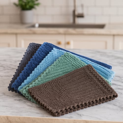 طقم مناشف تنظيف مايكروفايبر ملونة (4 قطع)