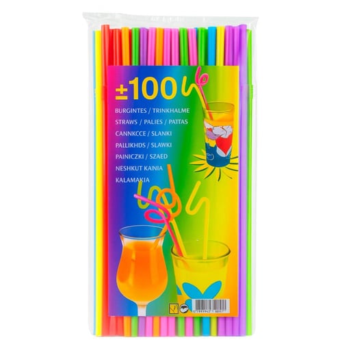 مجموعة مصاصات بلاستيكية ملونة للاستعمال مرة واحدة...