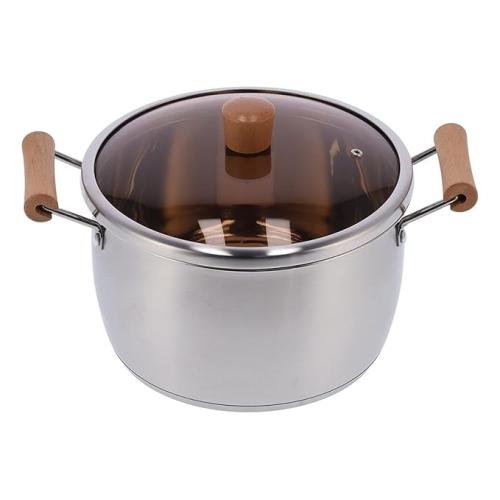 قدر شوربة ستانلس ستيل بمقابض مزدوجة وغطاء – 24سم