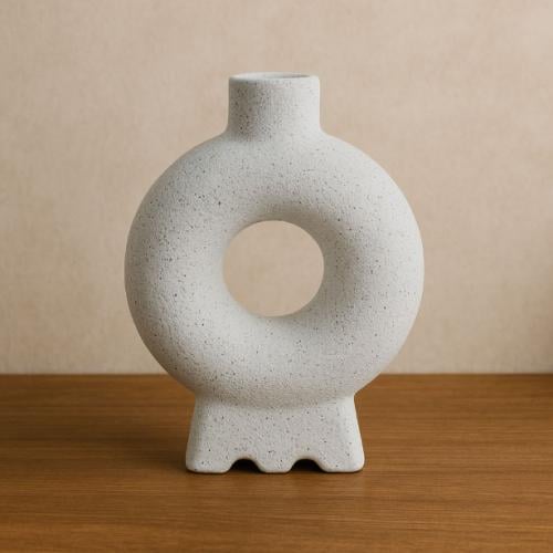 مزهرية ديكور خزف دائرية بتصميم عصري