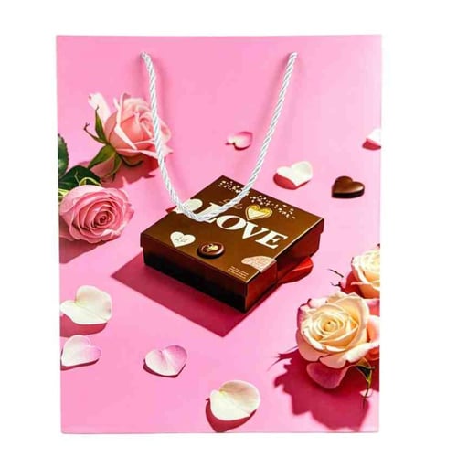 أكياس هدايا بطابع رومانسي بطباعة ورود وعلب هدايا