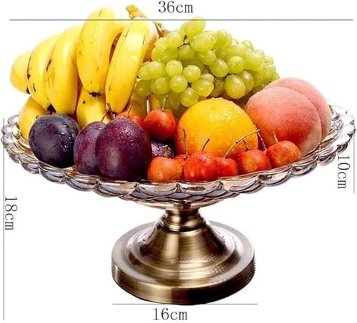 صحن فواكه أنيق – زجاجي مع قاعدة معدنية – لتقديم ال...