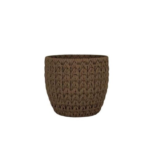 أصيص زراعة سيراميكي بنقشة نسيج بني
